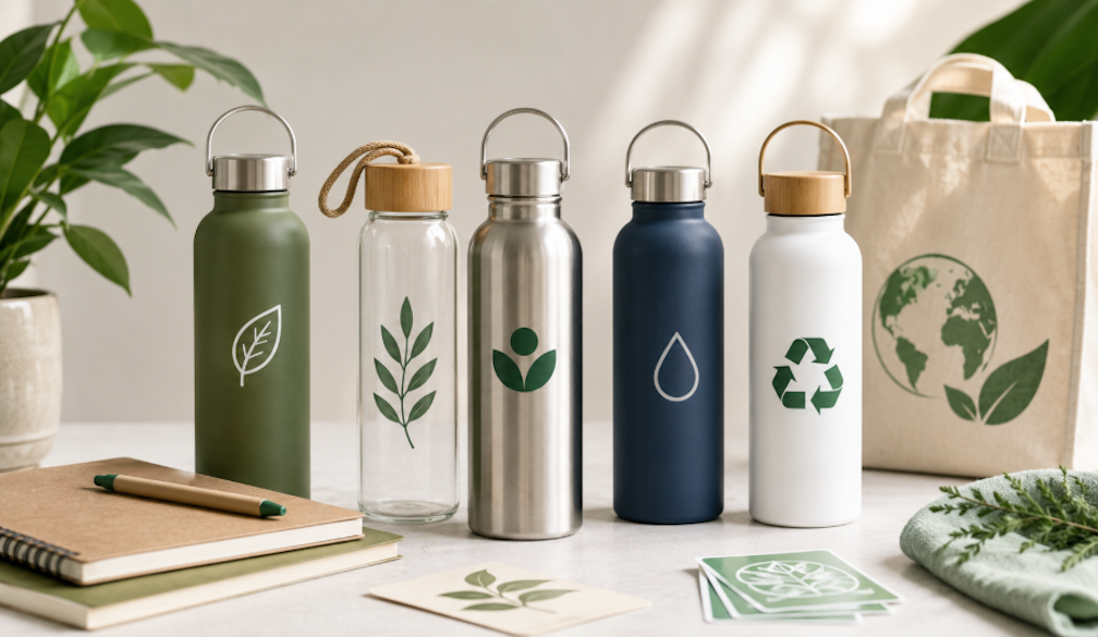 Eco-Friendly Bottles and Botanical Accents