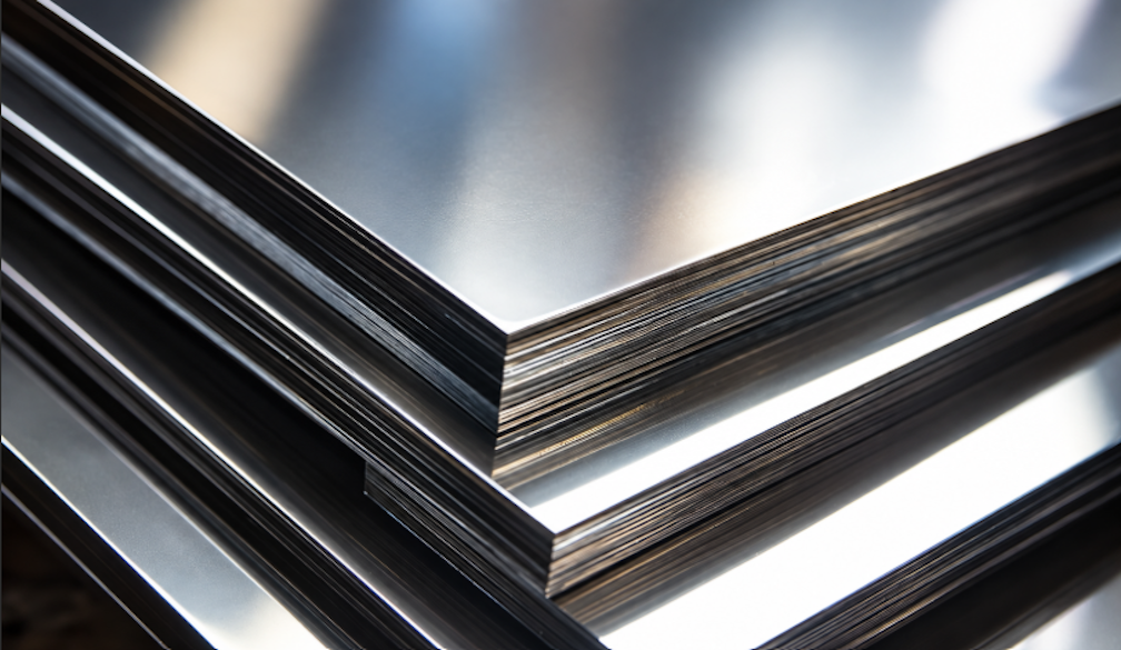 Stacked Steel Sheets in Reflective Detail