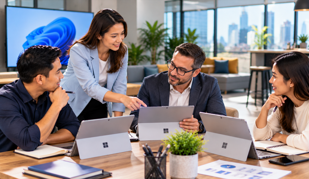 Collaborative Meeting in a Modern Office