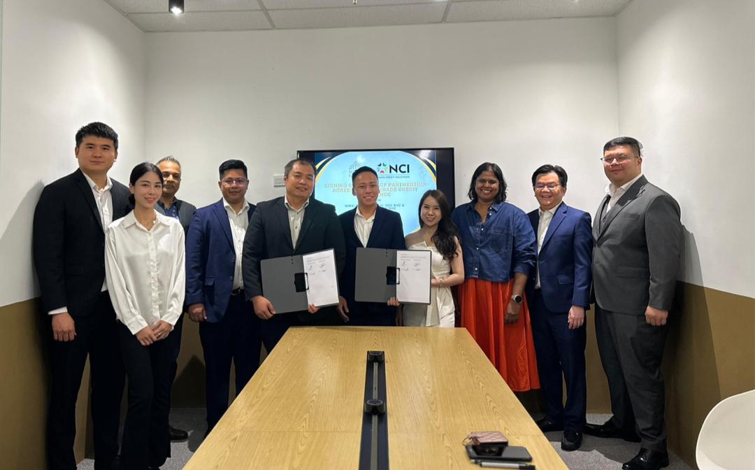 A commemorative photo taken after the Collaboration Agreement signing between Mirai Bridge Capital and NCI Malaysia.