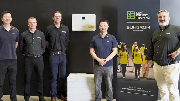 From left: Neil Yang, Sungrow Channel Manager; Lliam Ricketts, Supply Partners Director; Patrick Morrissey, Supply Partners CEO; Joe Zhou, Sungrow APAC Vice President; John Degotardi, New Energy Training Director