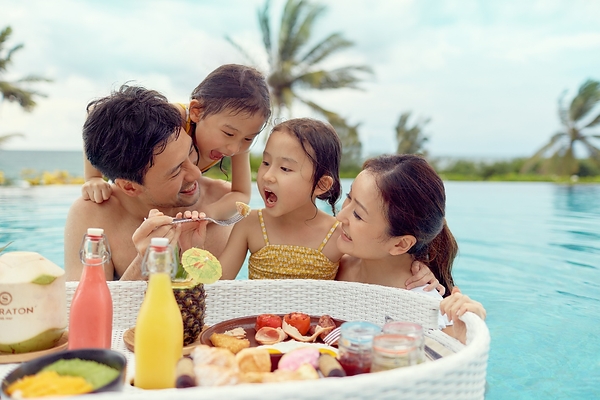 Family Breakfast by the Pool at Sheraton Bali Kuta Resort