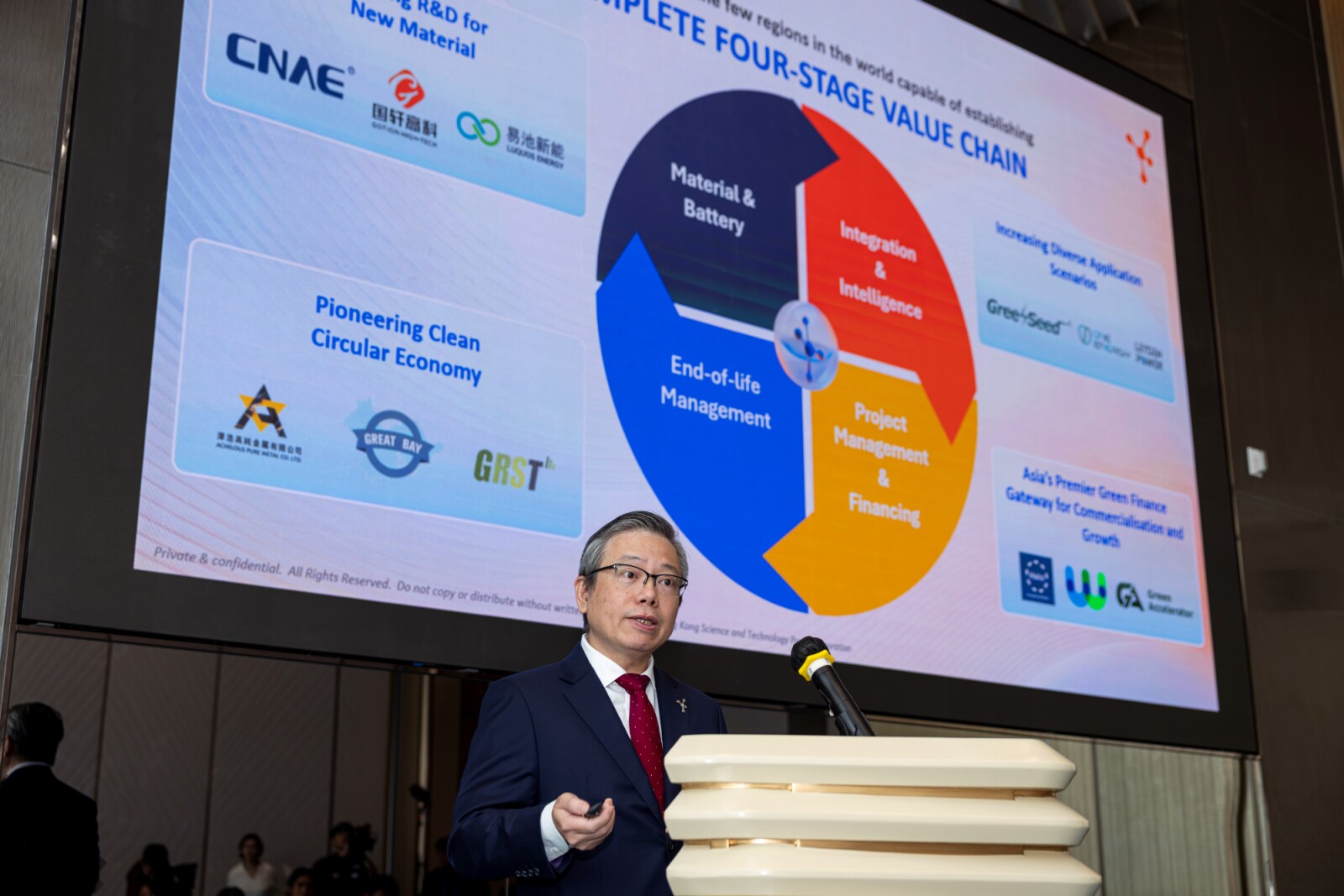 Mr Terry Wong, Chief Executive Officer of HKSTP hosts a media briefing, sharing key findings from the report and successful experiences in translating local battery R&D into commercial applications.