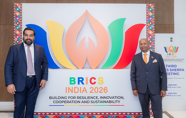 Unifying sovereign capital across the Global South: Lakshmi Narayanan, Chairman of SWFI and Lead Co-Chair of iBRICS 2026 (right), along with Dushyant Khanna, Co-Chair of iBRICS (left) in New Delhi ahead of the founding iBRICS Summit. Unifying sovereign capital across the Global South: Lakshmi Narayanan, Chairman of SWFI and Lead Co-Chair of iBRICS 2026 (right), along with Dushyant Khanna, Co-Chair of iBRICS (left) in New Delhi ahead of the founding iBRICS Summit.