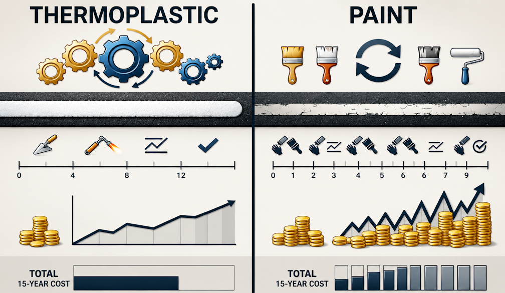 Thermoplastic vs Paint Road Markings